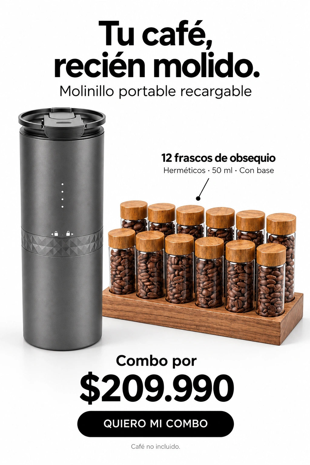 RutaCafé | Kit de Café Portátil con Molinillo Recargable