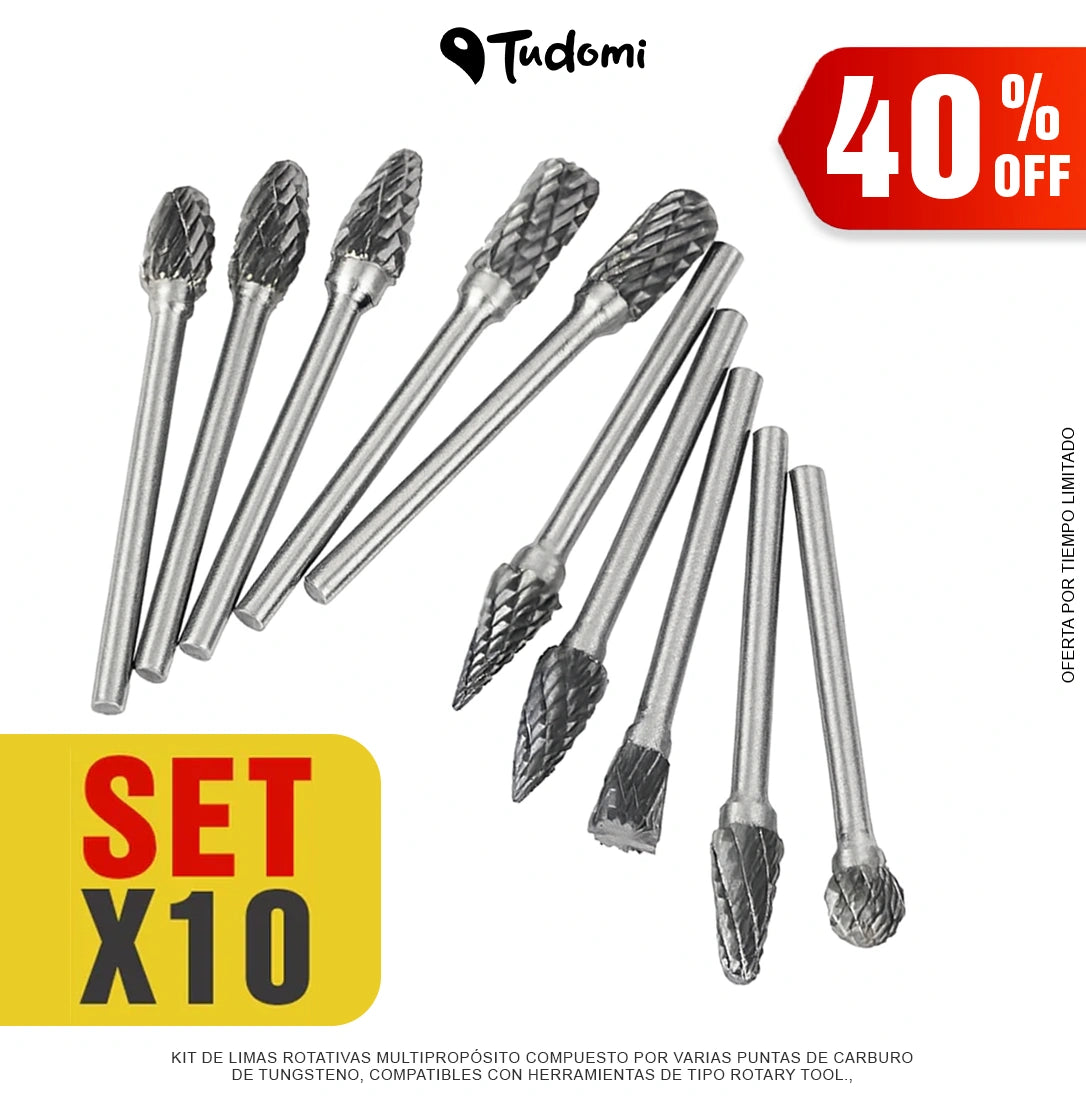 Kit de 10 Fresas Rotativas Para Pulir De Acero