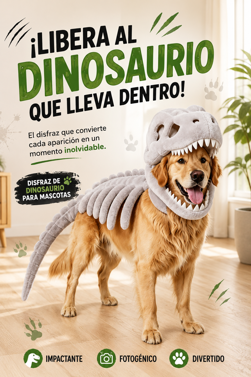 Disfraz dino para mascota