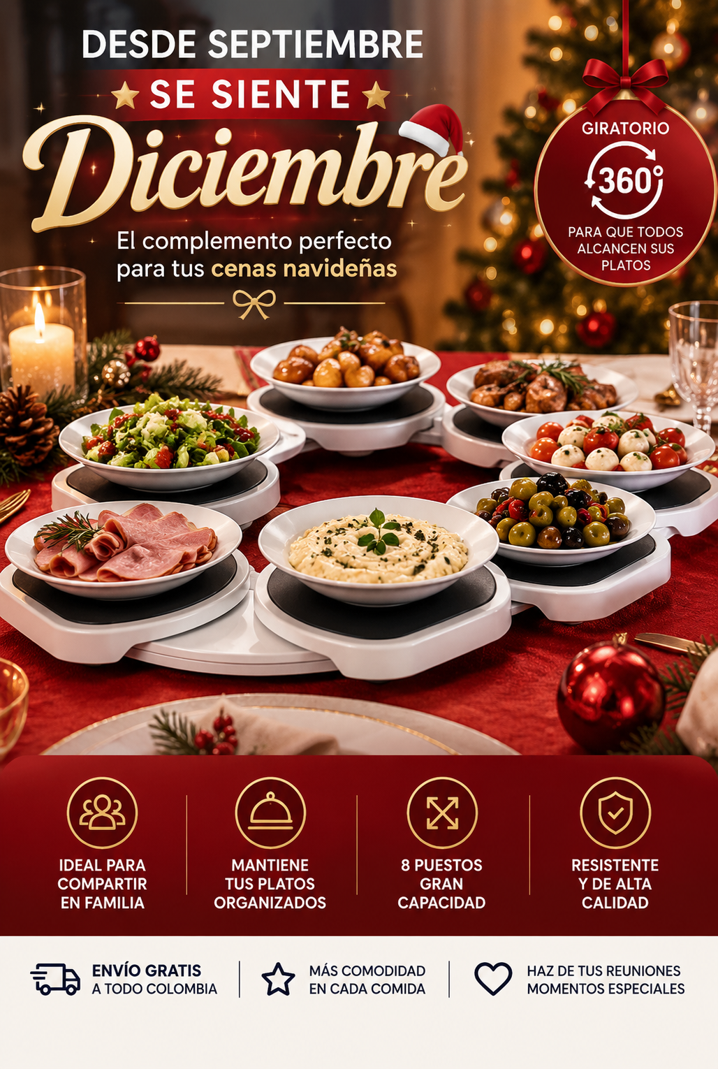 Soporte giratorio para platos 360°