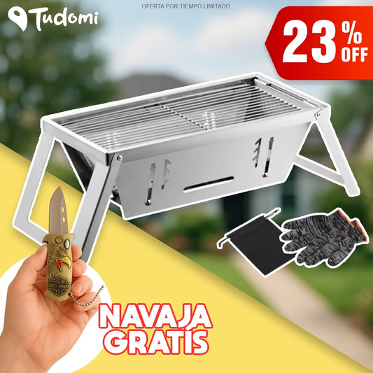 Parrilla De Carbón Portátil Plegable Al Aire Libre + NAVAJA ENCENDEDORA