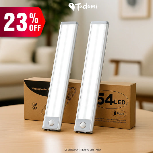 BARRA LUZ LED CON SENSOR DE MOVIMIENTO / PACK x8 UNIDADES DE 20CM