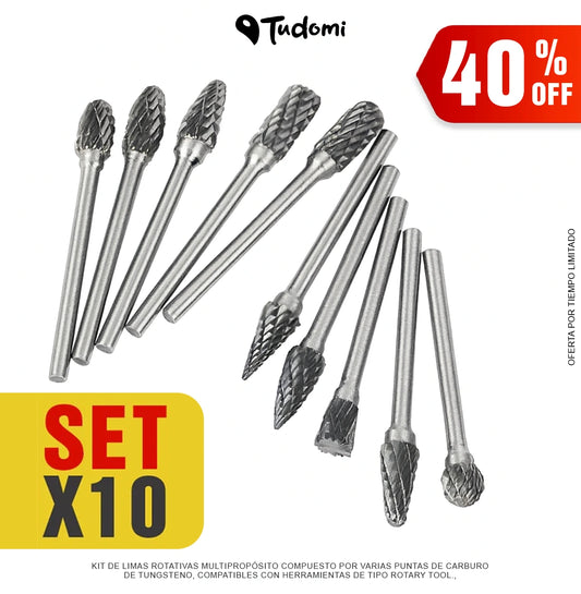 Kit de 10 Fresas Rotativas Para Pulir De Acero