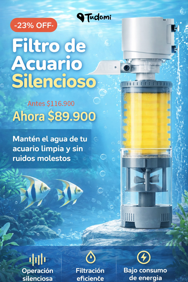Filtro Silencioso para limpieza de Acuario
