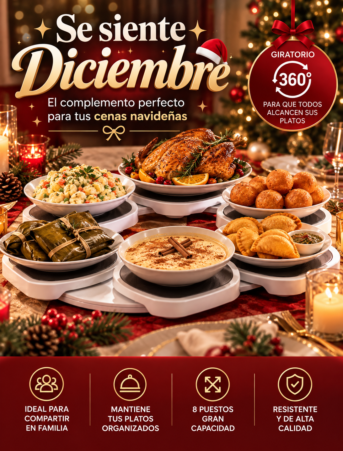 Soporte giratorio para platos 360°