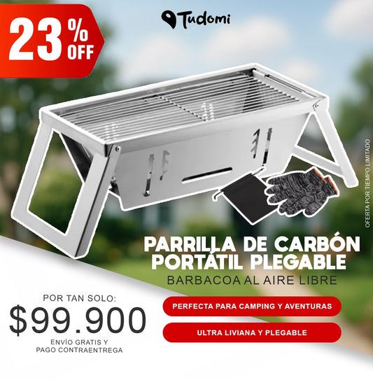 Parrilla De Carbón Portátil Plegable Barbacoa Al Aire Libre