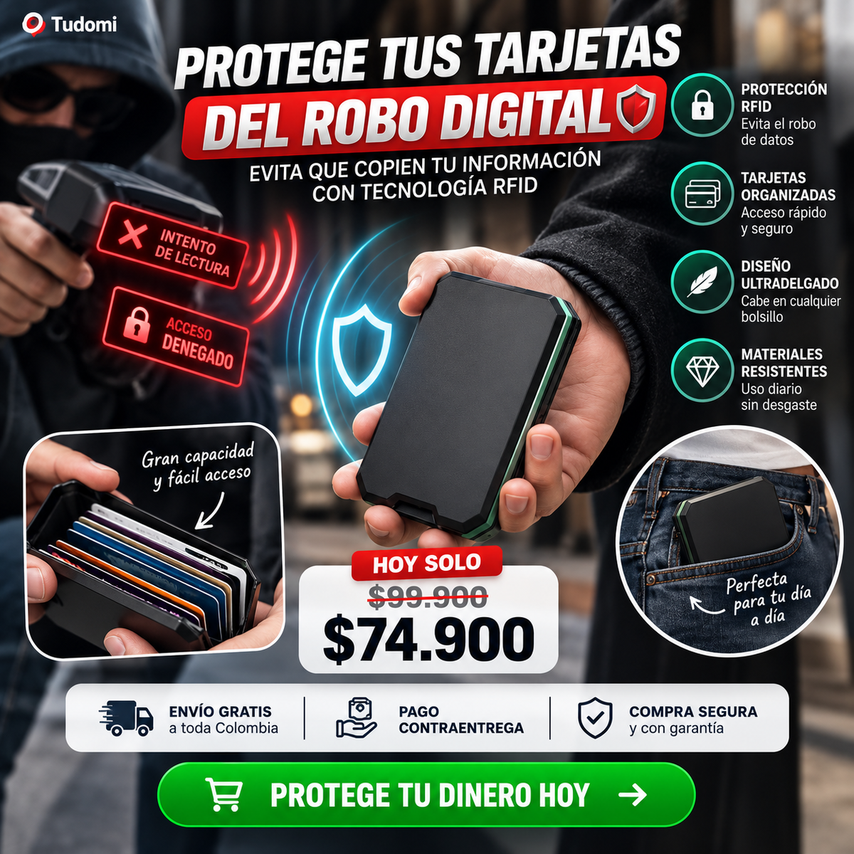 Tarjetero Ligero Antirrobo