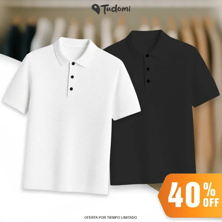 Polos texturizados de seda de hielo PACK X 2 Negra y Blanca