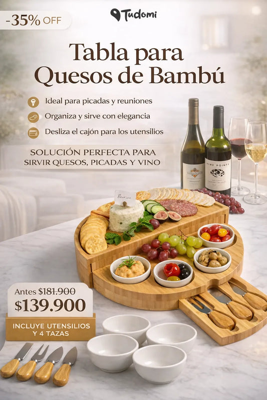 Tabla para quesos de bambú