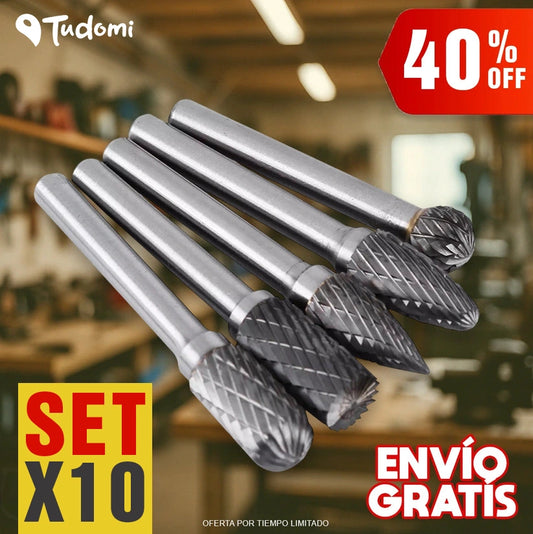 Kit de 10 Fresas Rotativas Para Pulir De Acero