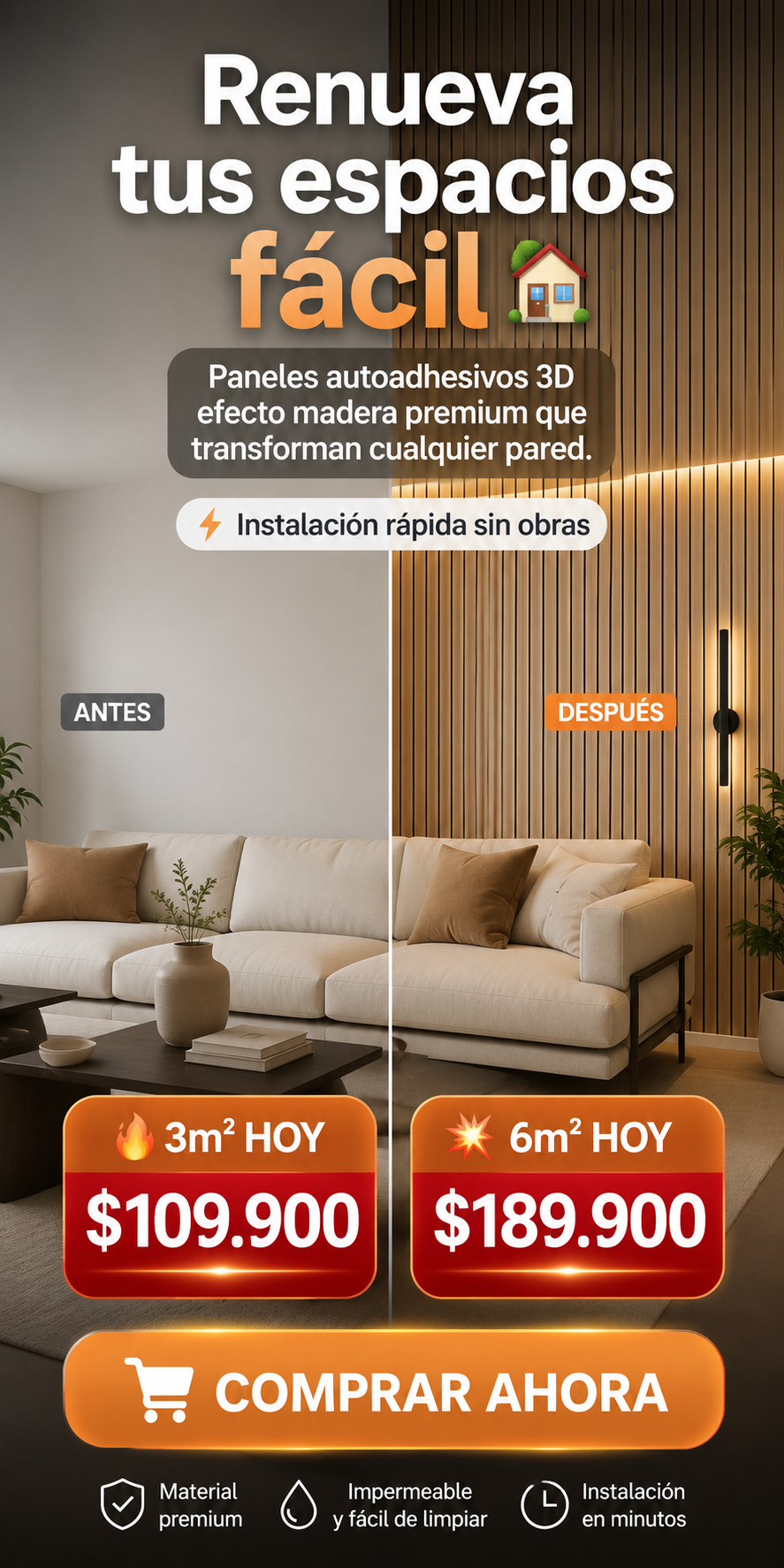Adhesivo Tipo Madera para Pared