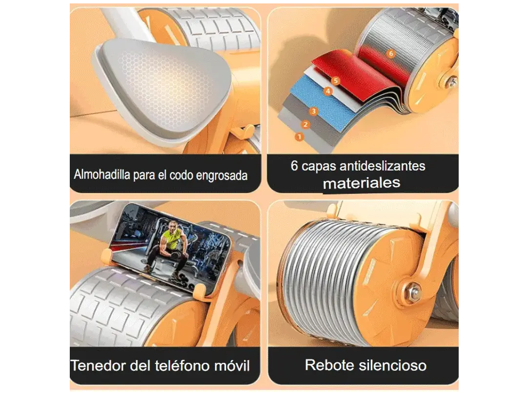 AbFitPro® / Rueda abdominal con pantalla digital y soporte para celular